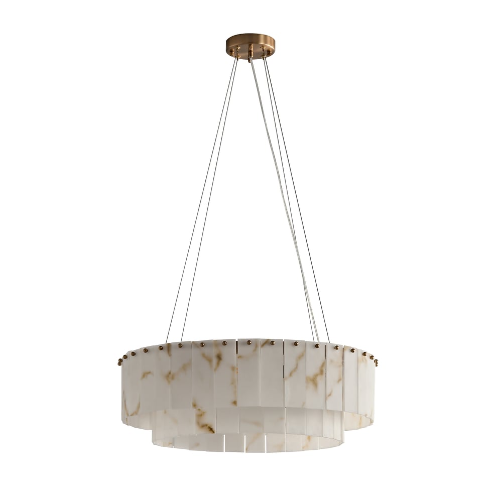 8-Light Tiered Chandelier Alabaster-Look 24" window image