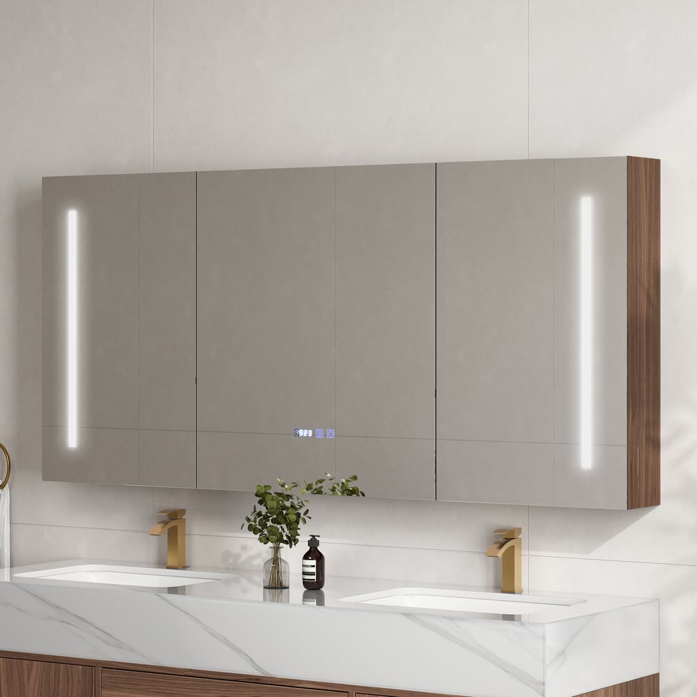 59" LED Bathroom Medicine Cabinet with Anti-Fog, Dimmable Tri-Color Lighting window image