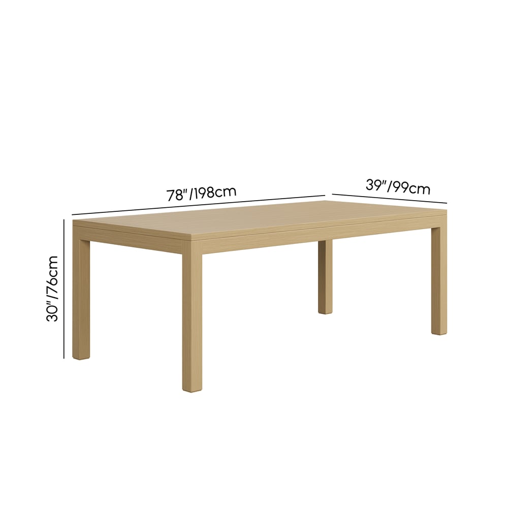 Wevara 78" Natural-Finish Aluminum Slatted Outdoor Dining Table in Natural weights dimensions image