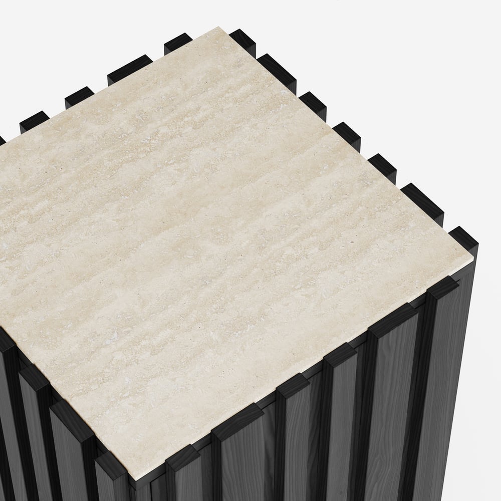 Aura Ash Wood Fluted Black Side Table with Sintered Stone Top window image