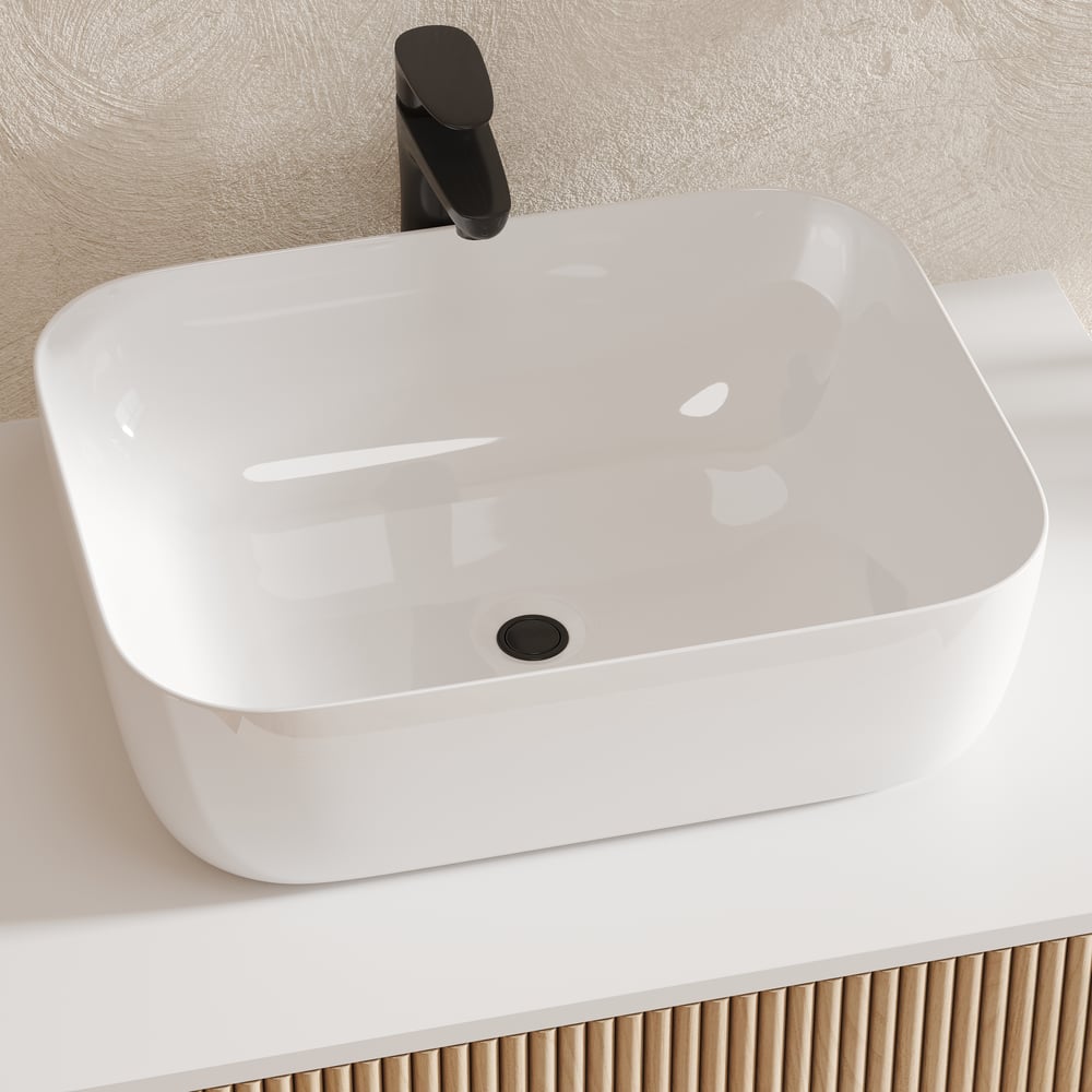 32" Fluted Single Bathroom Vanity with Vessel Sink Freestanding Design window image