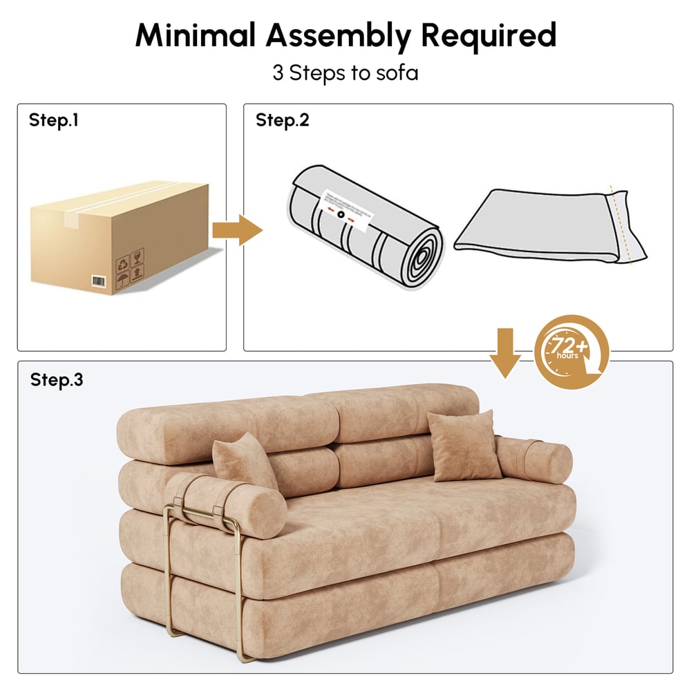 81" Queen 3-Seater Velvet 4 in 1 Futon Convertible Sleeper Sofa window image