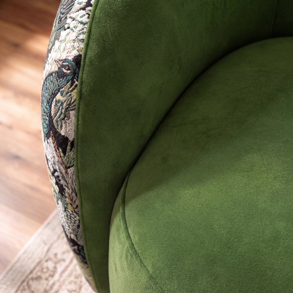 Performance Velvet 360° Swivel Barrel Accent Chair window image