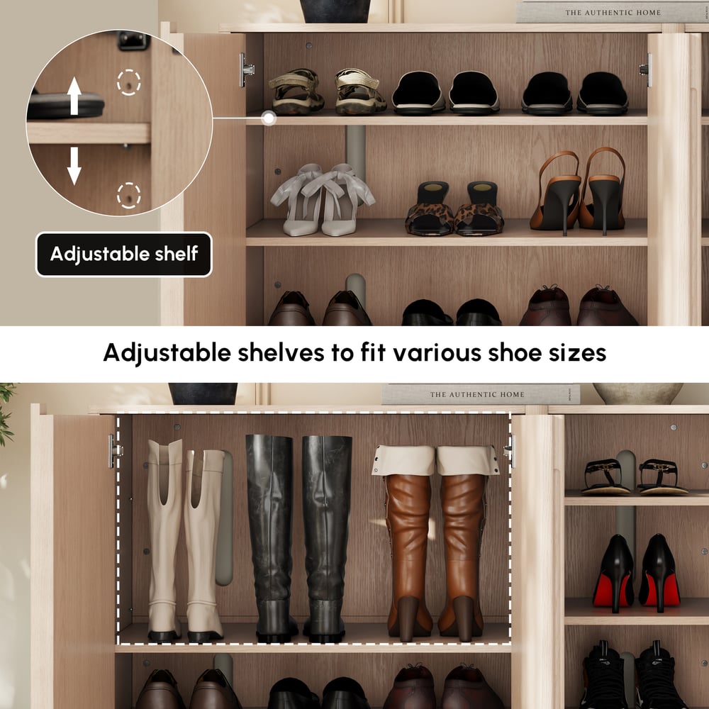 Lineva 48" Ash Wood Veneer Shoe Storage Fluted Entryway Cabinet window image