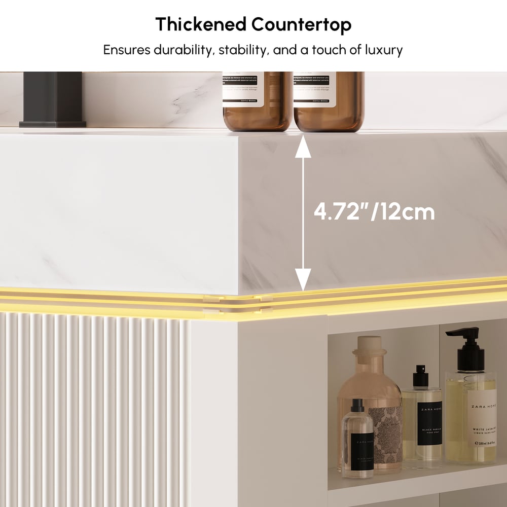 39.4" Wall-Mounted Bathroom Vanity with Sintered Stone Top, LED Sensor Light window image