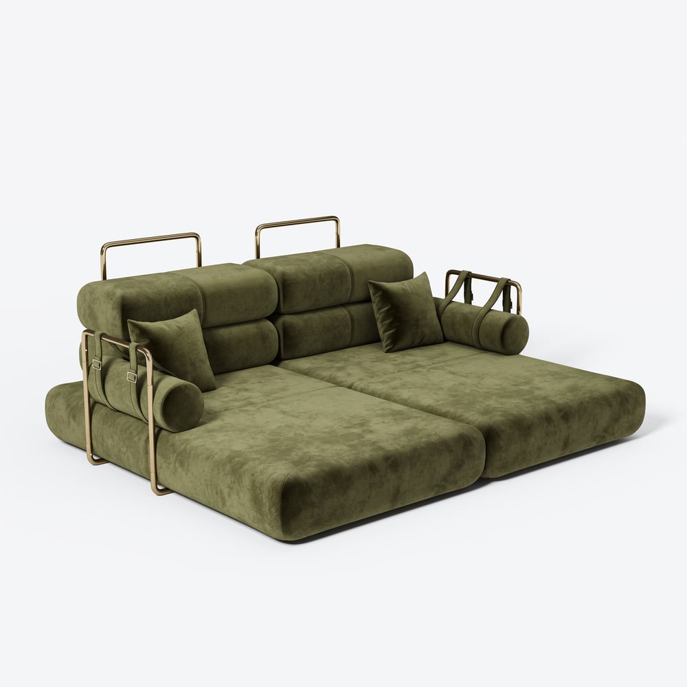 Canapé-lit convertible Humply 170 cm 2 places en velours chenille 4 en 1 image de fenêtre