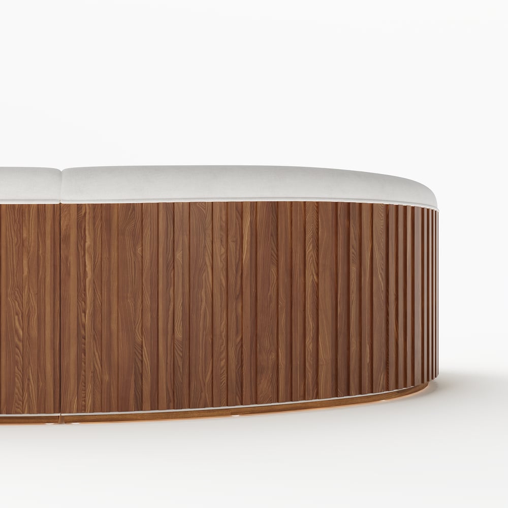 Aura 145" Linen Upholstered Curved Sofa with Light window image