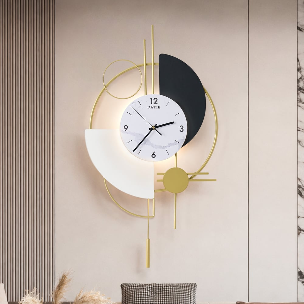 77cm Modern Metal Wall Clock with Dimmable LED Light and Remote Control window image