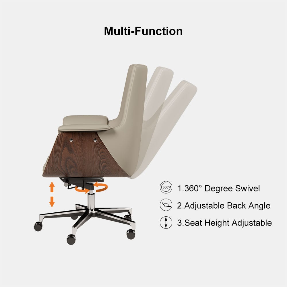 White Double Desk with Drawers & 2 Ivory PU Leather Modern Home Office Chairs window image