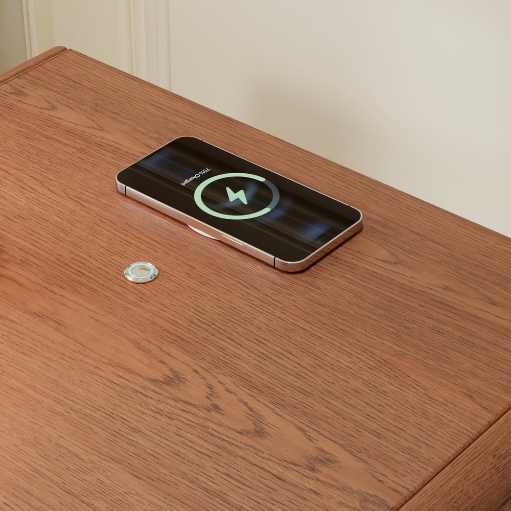 Haloa Walnut 2-Drawer LED Nightstand with Charging Station window image