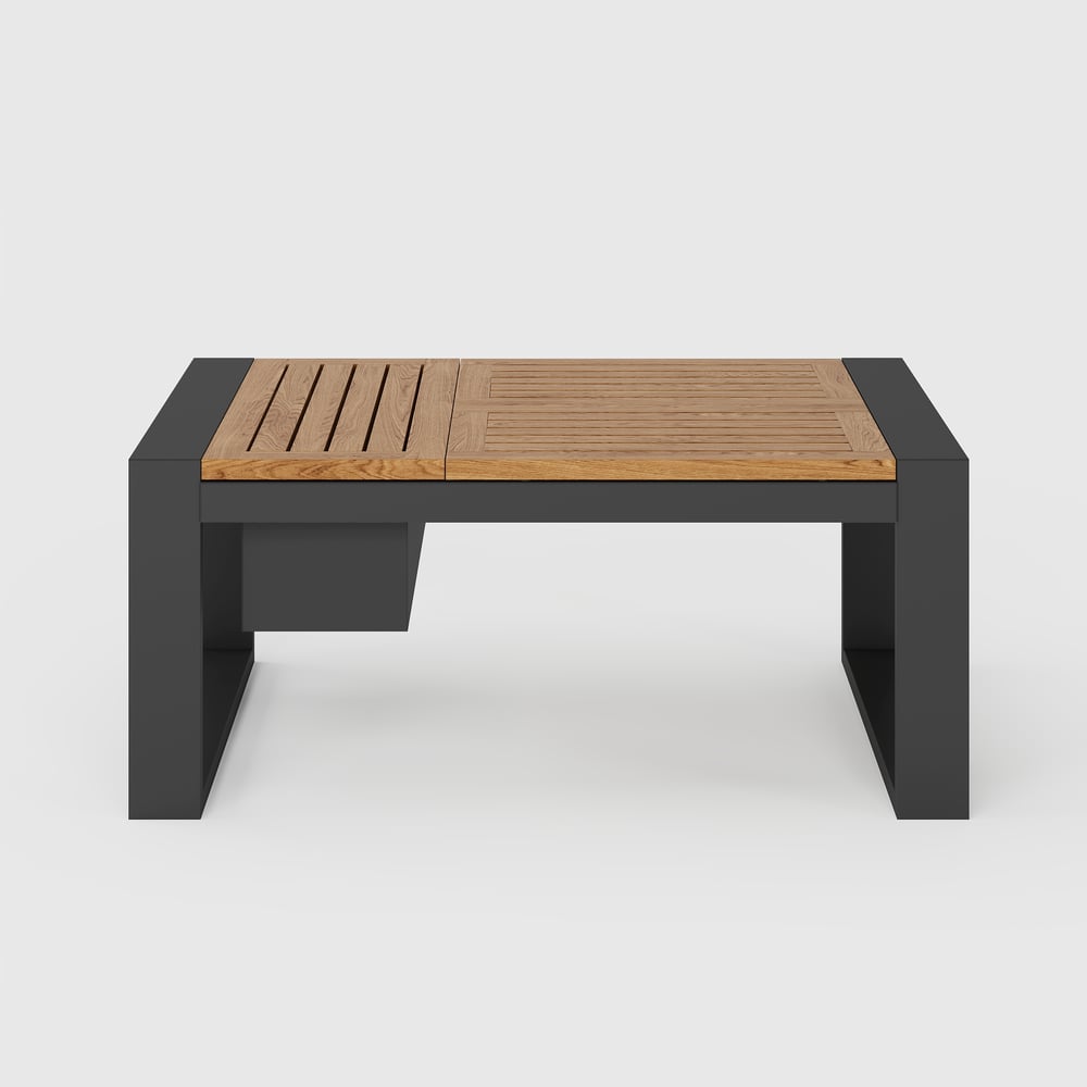 Slatera 4-Pieces Modular Outdoor Sofa Set Aluminum & Acacia for 4 Person in Light Gray window image