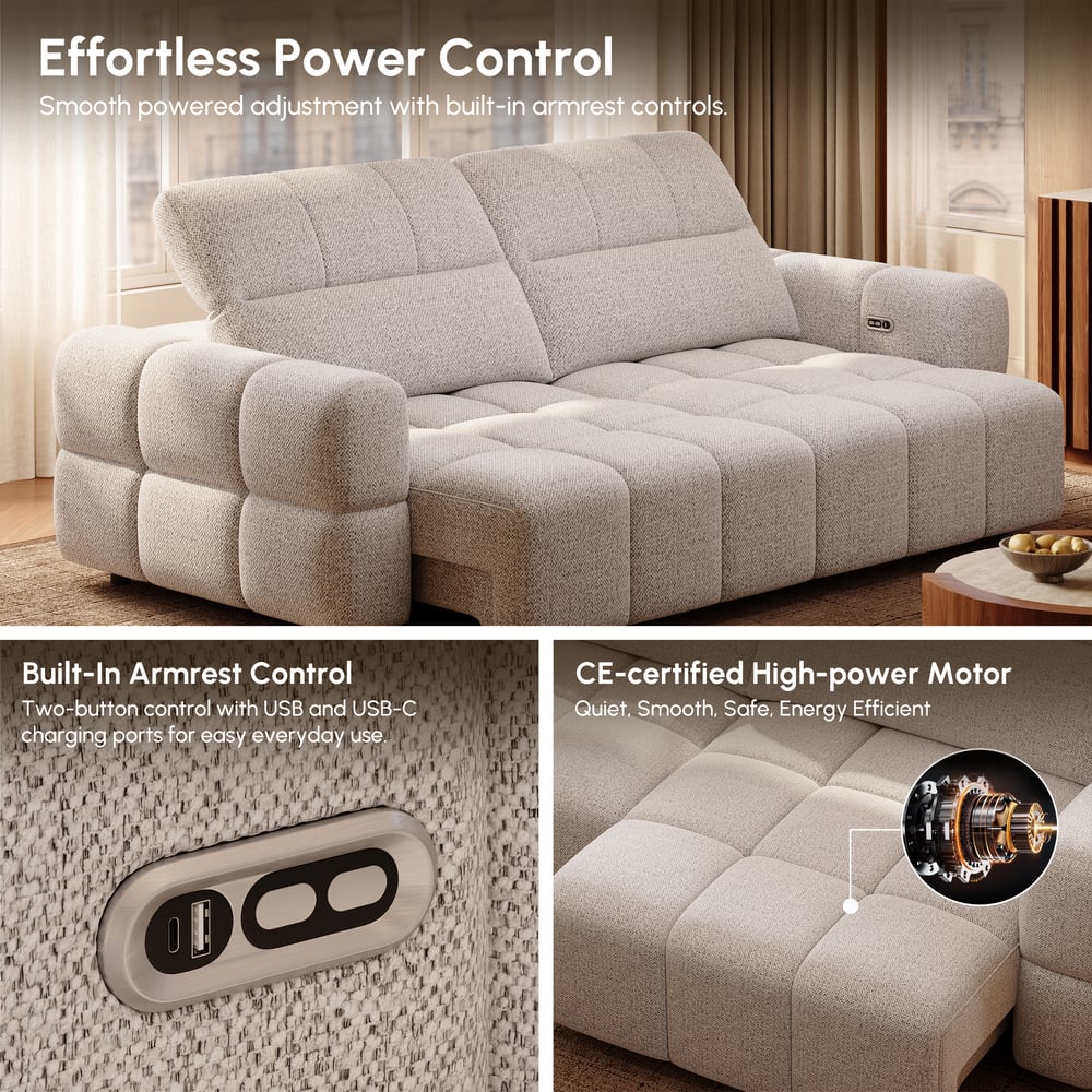 Performance Chenille Power Sleeper Sofa with Adjustable Headrests window image