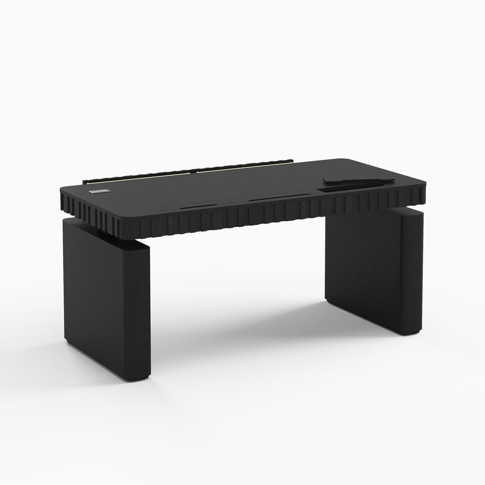 Aura 160 cm Black Fluted Electric Adjustable Standing Desk window image