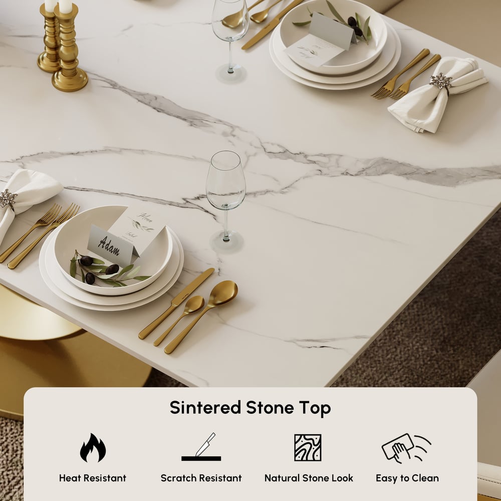 Dining Set 71.3" Rectangle Sintered Stone Table with 6 Chairs window image