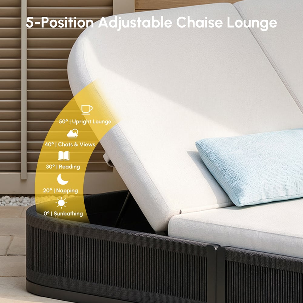 Costra Outdoor Aluminum & Rattan Chaise Lounge in Black window image