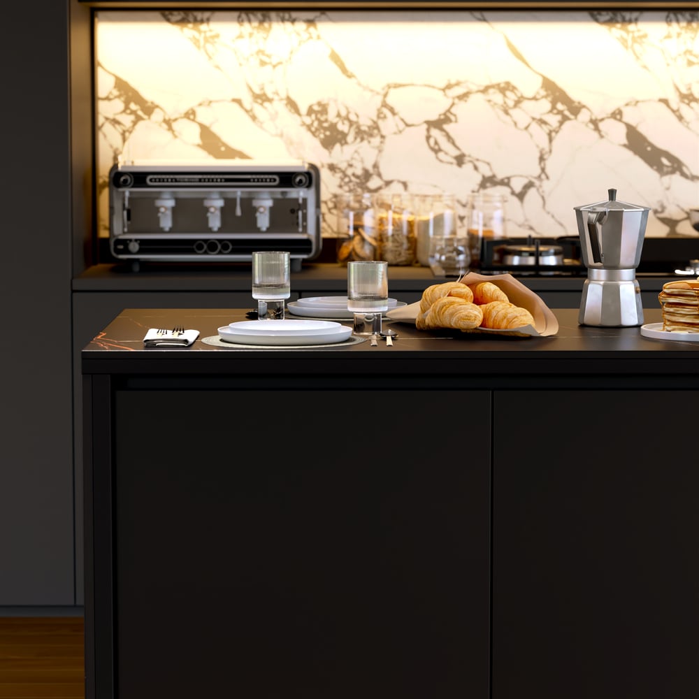 Modern 72" Sintered Stone Kitchen Island with Storage, Black window image