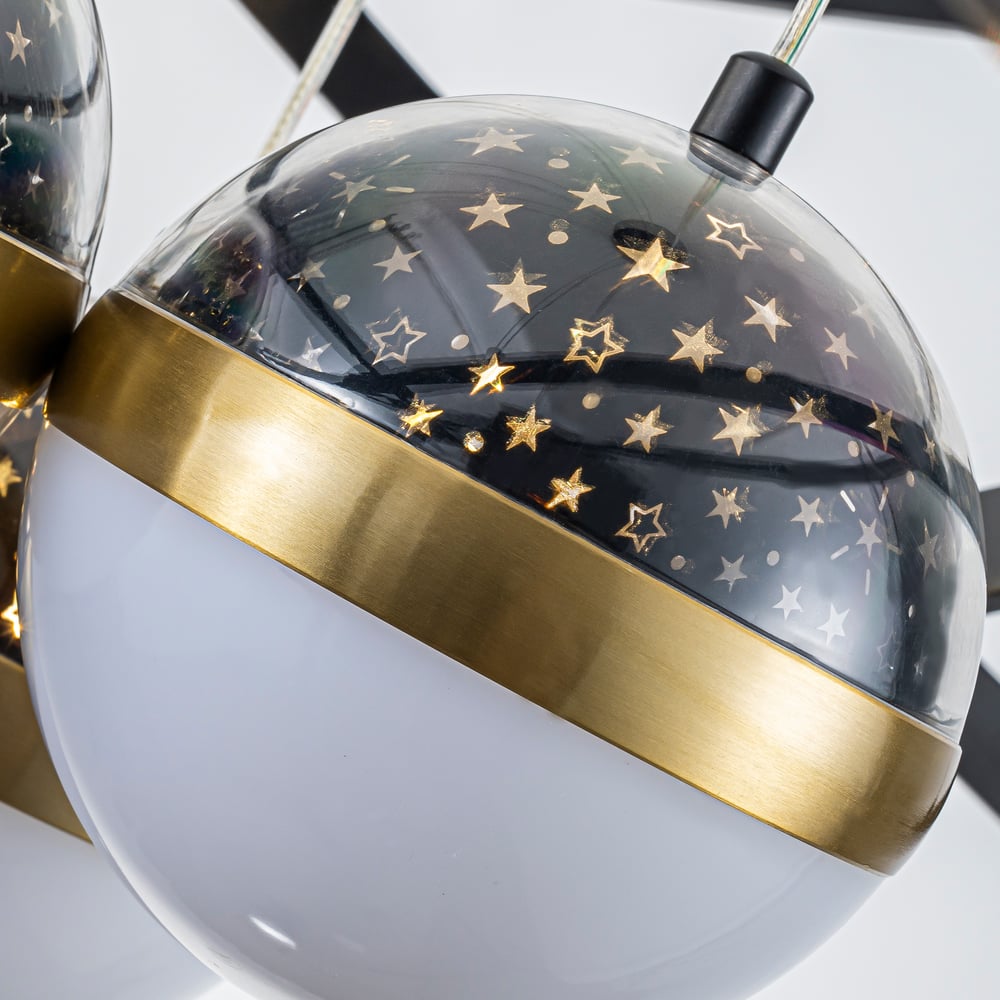 31" 6-Light LED Chandelier with Starry Projection, Dimmable & Adjustable window image