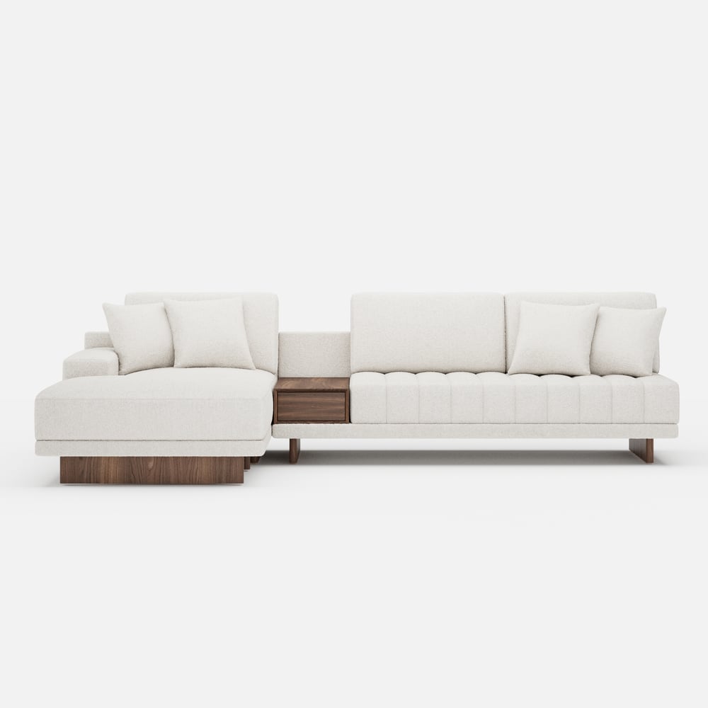Vewal 126-inch L-Shaped Boucle Modular Sectional Sofa with Chaise & Ottoman window image