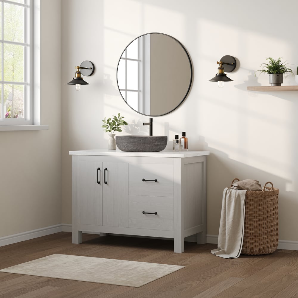 Lavabo de salle de bain ovale en céramique de 48cm – Vasque à poser émaillée mate image de fenêtre