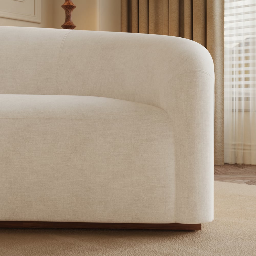 Aura 145" Linen Upholstered Curved Sofa with Light window image