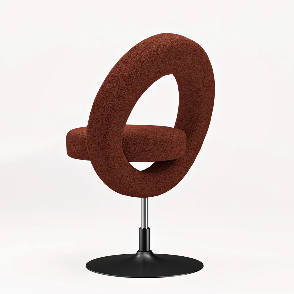 Tabouret de vanité réglable moderne en bouclé rouille avec dossier image de fenêtre