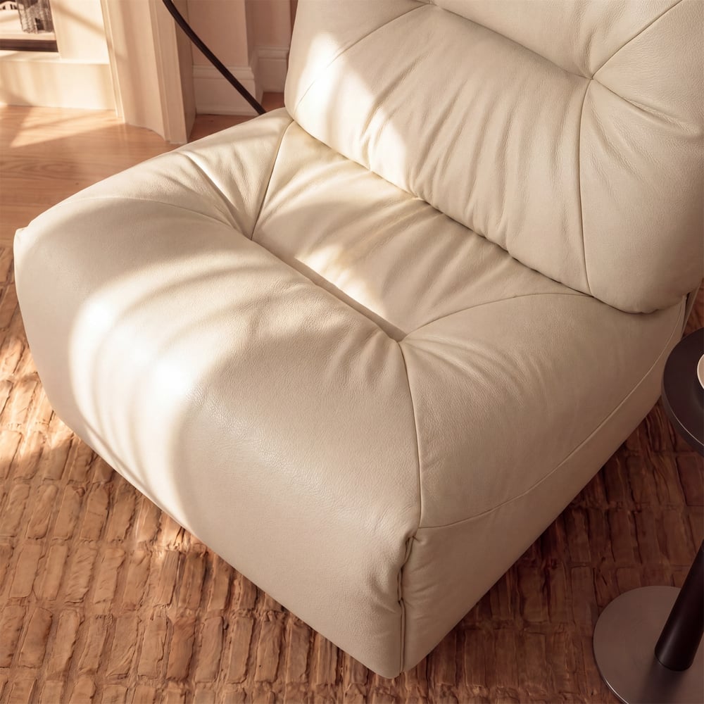 Genuine Leather Power Swivel Rocker Recliner Accent Chair with Phone Holder window image