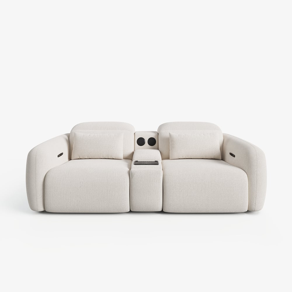 102" 2-Seater Chenille Dual-Motor Power Reclining Sofa with Multifunctional Center Console window image