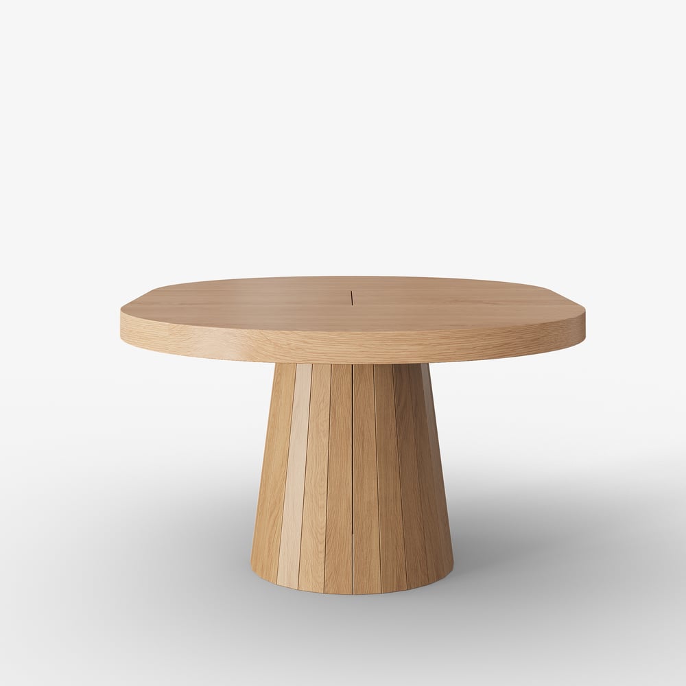 Japandi 39"–55" Extendable Round-to-Oval Wood Dining Table Natural, Seats 4-6 window image