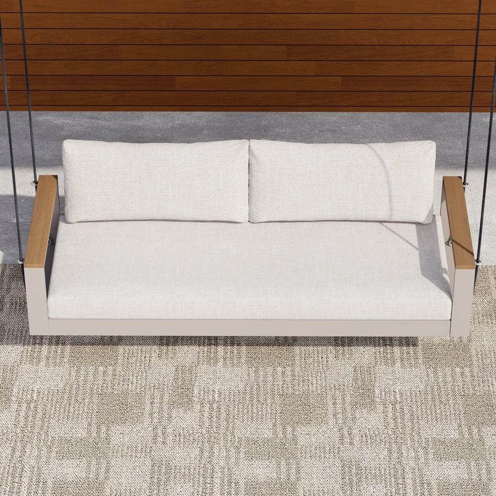 Tevara Outdoor 2-Seater Hanging Swing Sofa in Sand with Black Cover window image