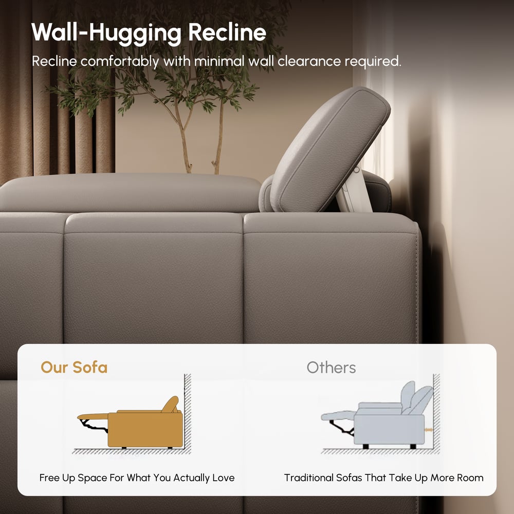 Genuine Leather Built-In Cooler Power Reclining Sofa window image