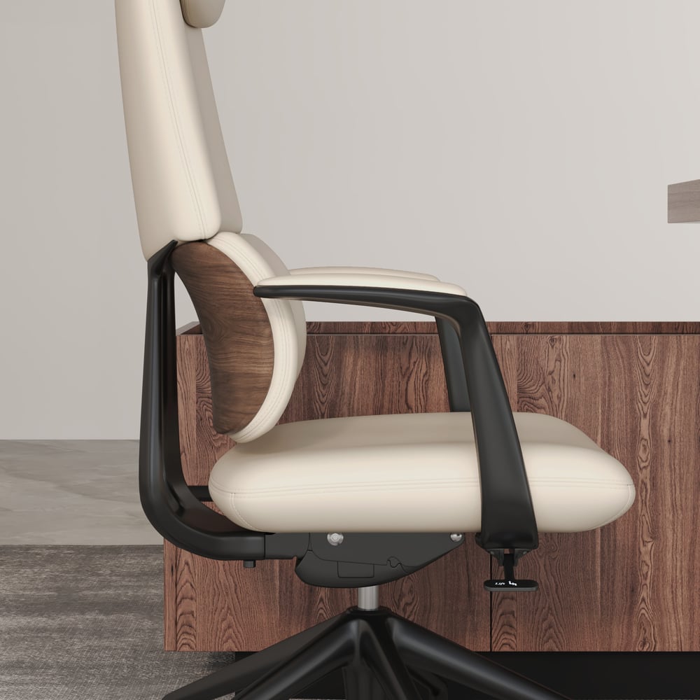 Ergonomic Grey Genuine Leather High Back Reclining Swivel Office Desk Chair window image