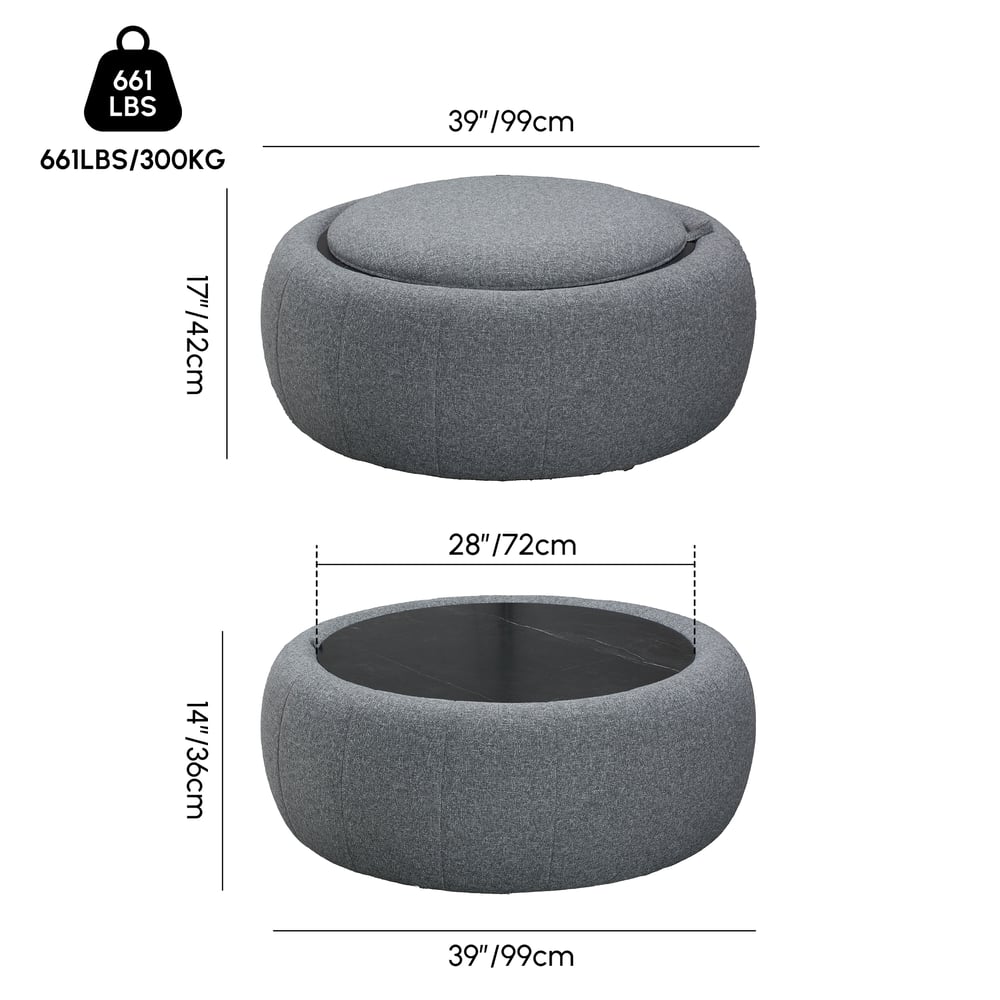99cm Performance Chenille Multi-Functional Ottoman With Storage And Coffee Table In One weights dimensions image