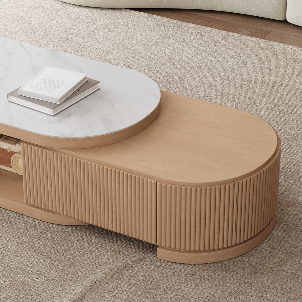 Velar 47"-67" Extendable Coffee Table with Sintered Stone Top and Storage window image