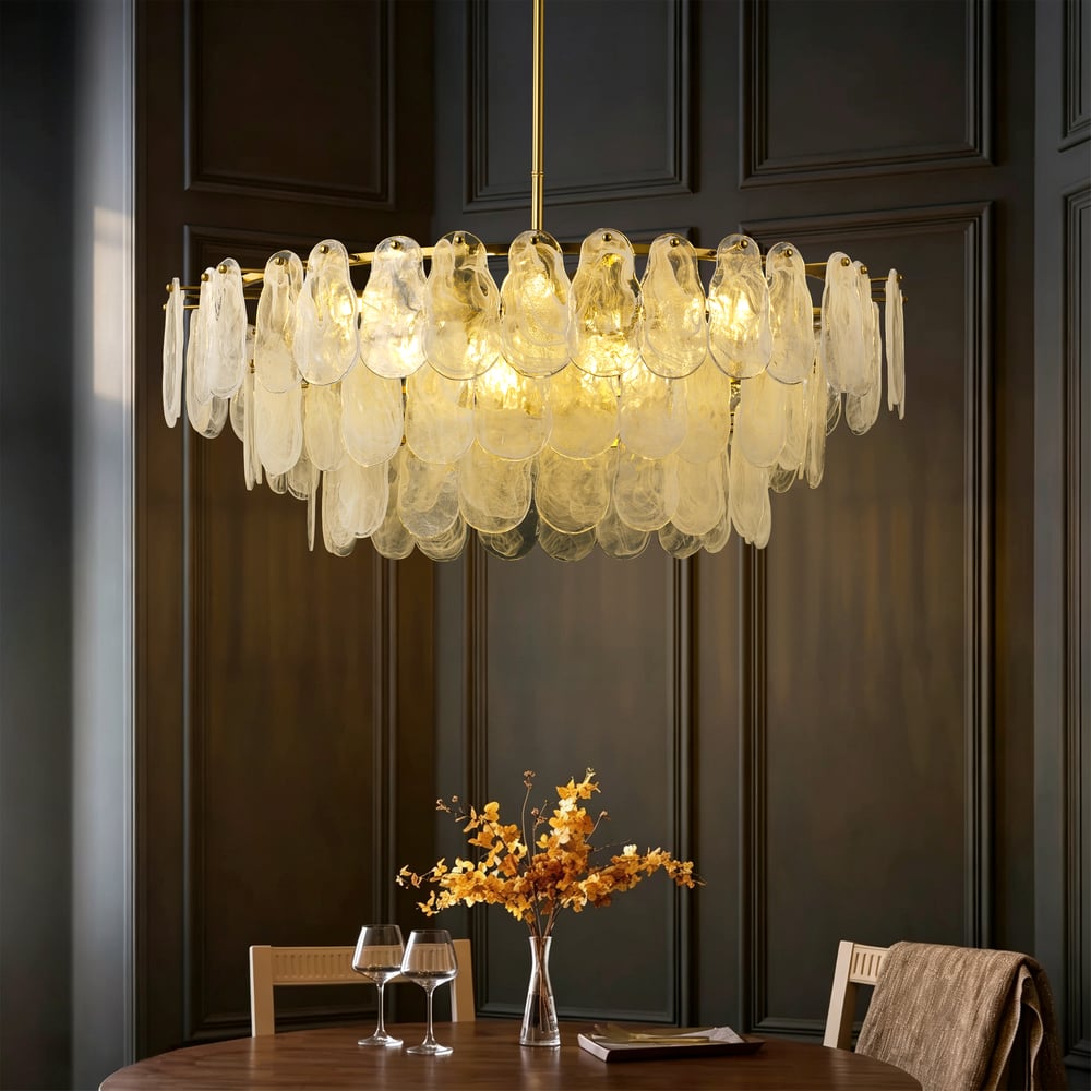 Cloude 39" 12-Light Glass Chandelier with Bulbs & Adjustable Height window image