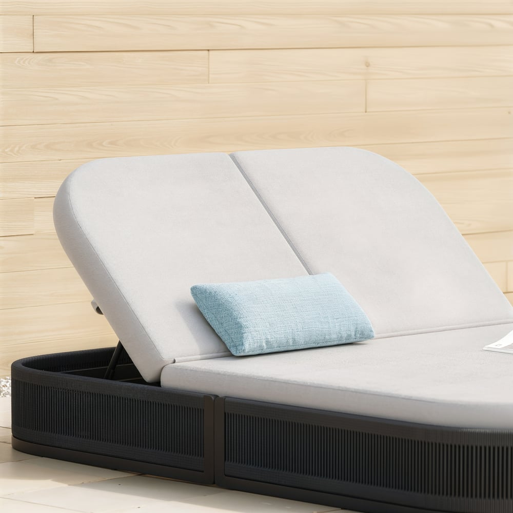 Costra Outdoor Aluminum & Rattan Chaise Lounge in Black window image