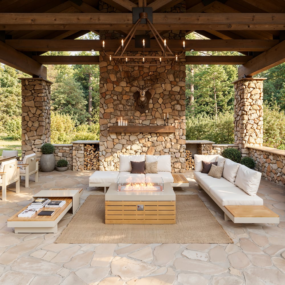 Tevara Outdoor 47" Propane Smokeless Aluminum Rectangular Fire Pit Table in Sand window image