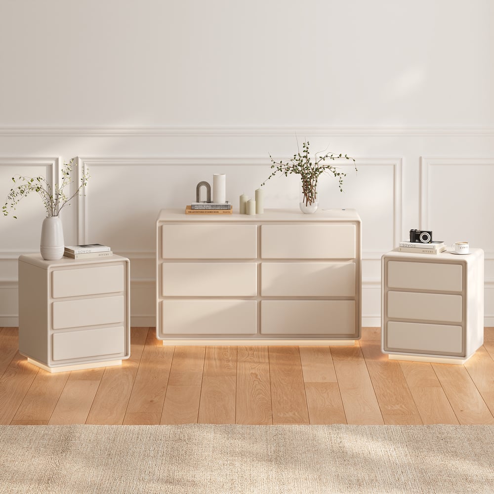 Modern 47" 6-Drawer Dresser with Light and Charging Station window image
