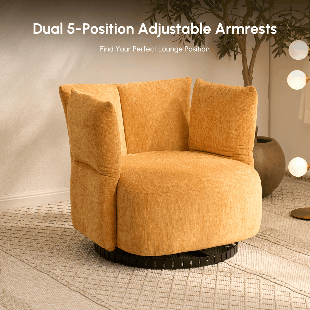 Performance Chenille Swivel Accent Chair with Adjustable Armrest window image