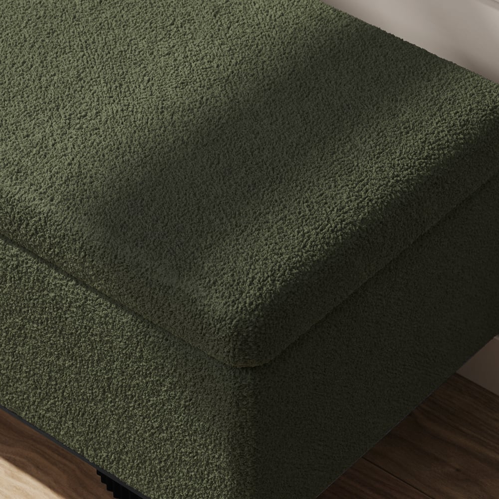 Teddy Fabric Fluffy Faux Fur Flip Top Wood Storage Entryway Bench window image