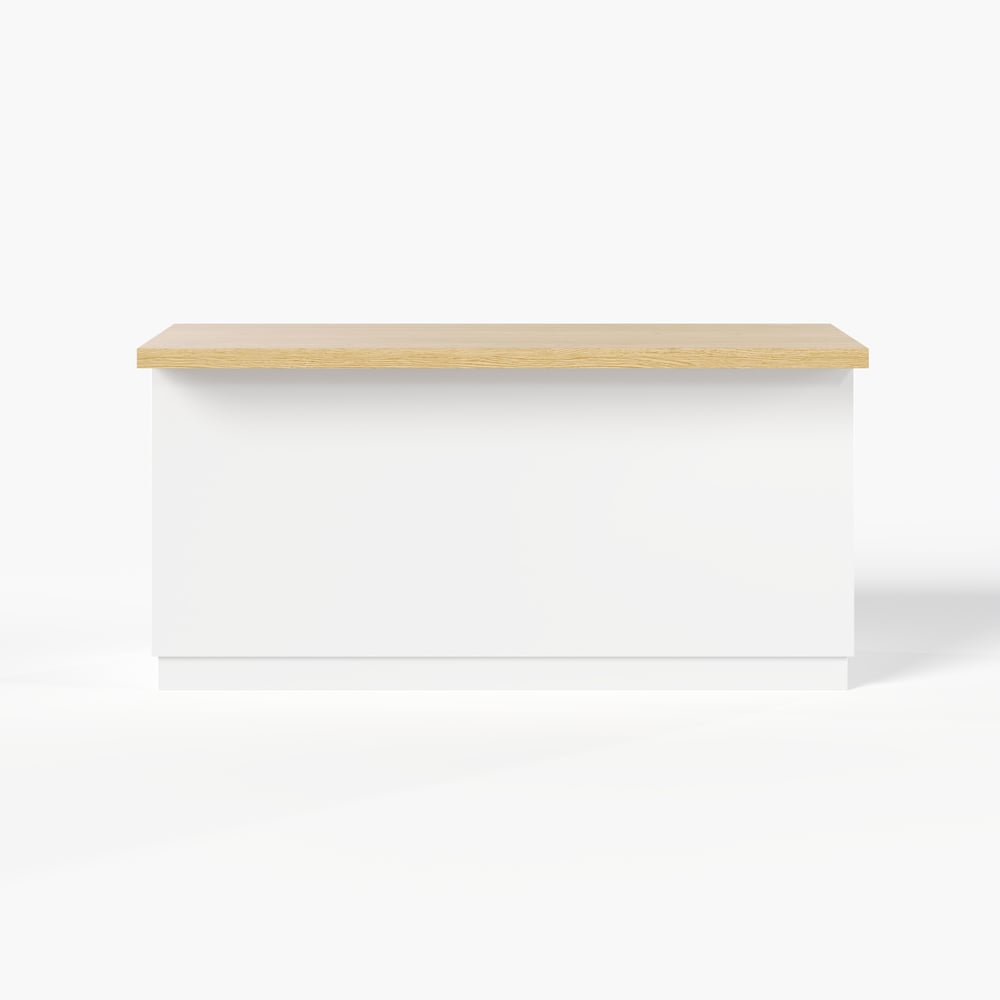 72" Japandi Style Wood Kitchen Island with Multi-Storage and LED Light Natural & White window image