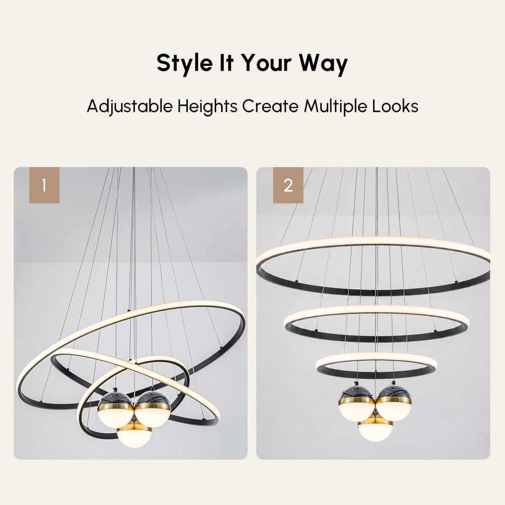 31" 6-Light LED Chandelier with Starry Projection, Dimmable & Adjustable window image