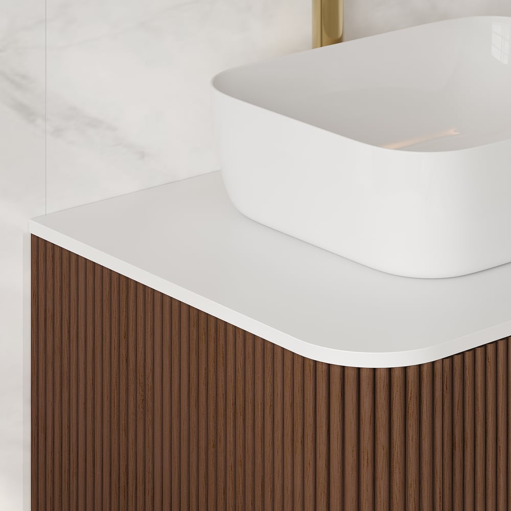 80cm Fluted Freestanding Bathroom Vanity with Vessel Sink, 3-Drawers, Sintered Stone top window image