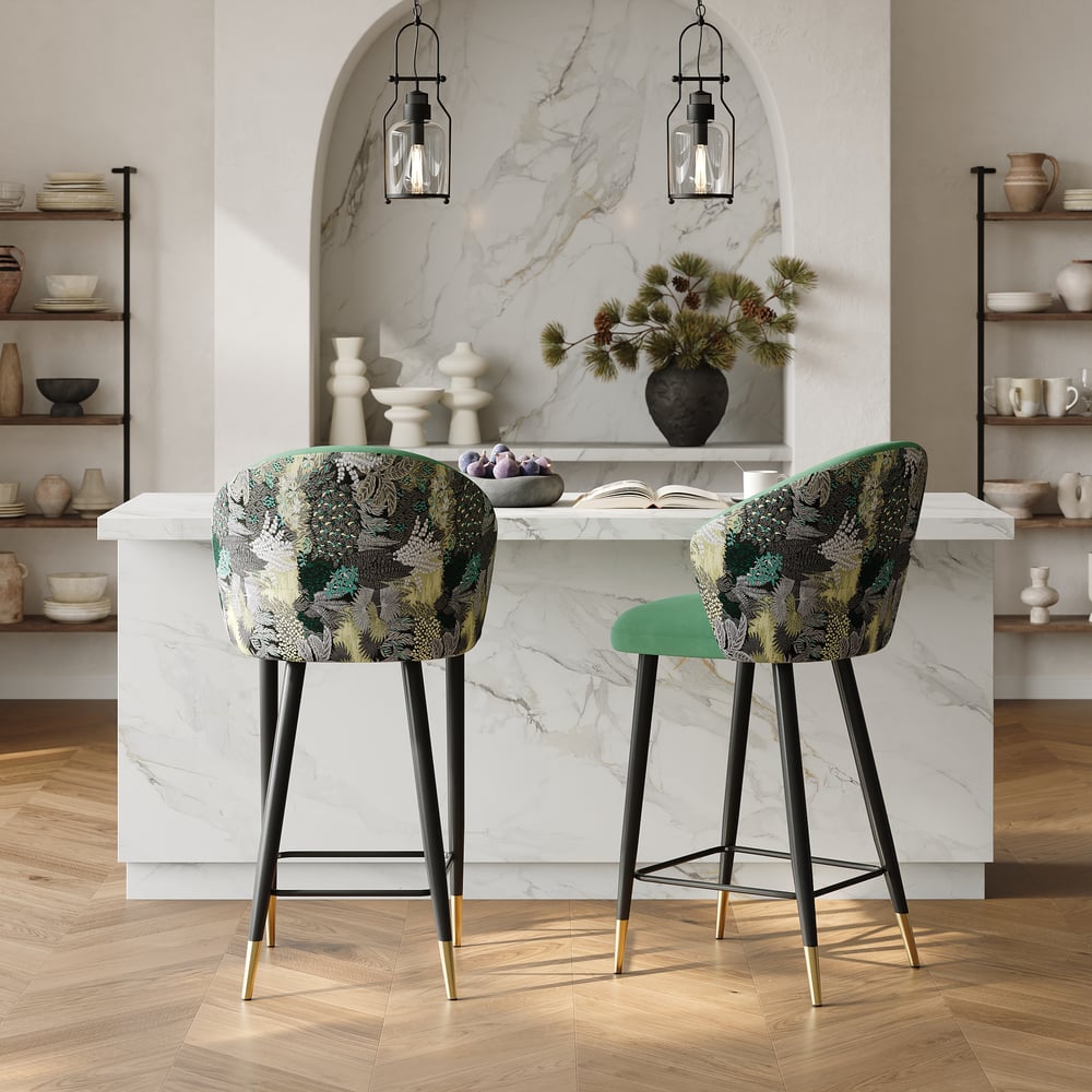 Arcora Green Bar Stool with Upholstered, 1 Piece window image