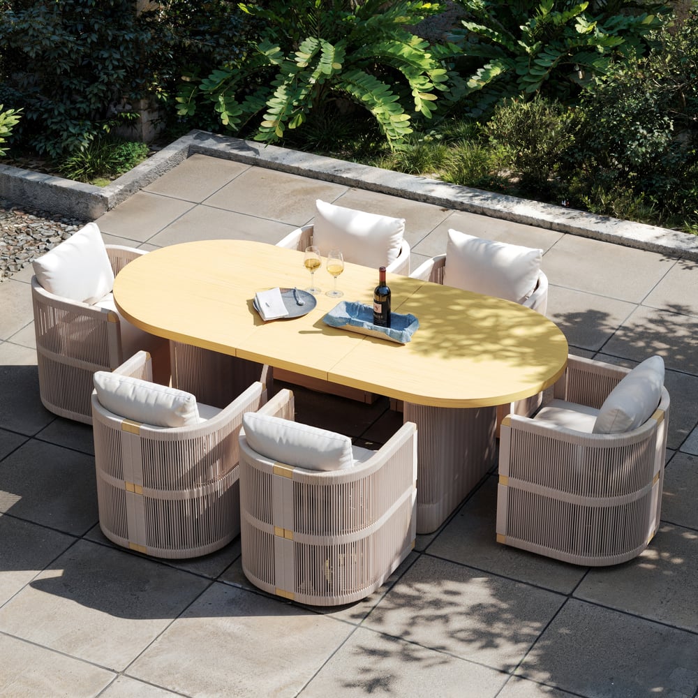 Costra Outdoor Aluminum & Rope Weave Swivel Dining Chairs, Set of 2 window image