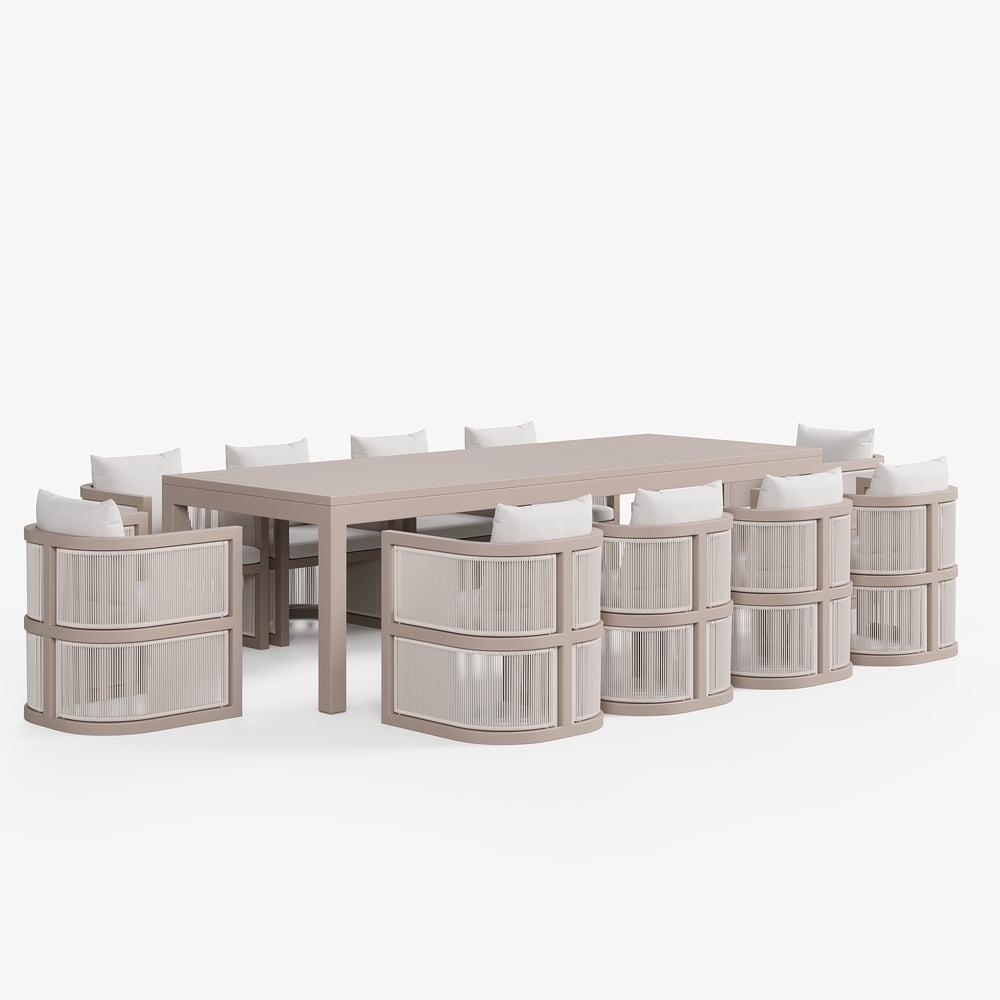 Wevara 11-Piece Outdoor Rope Weave Dining Set with 10 Chairs in Sand window image