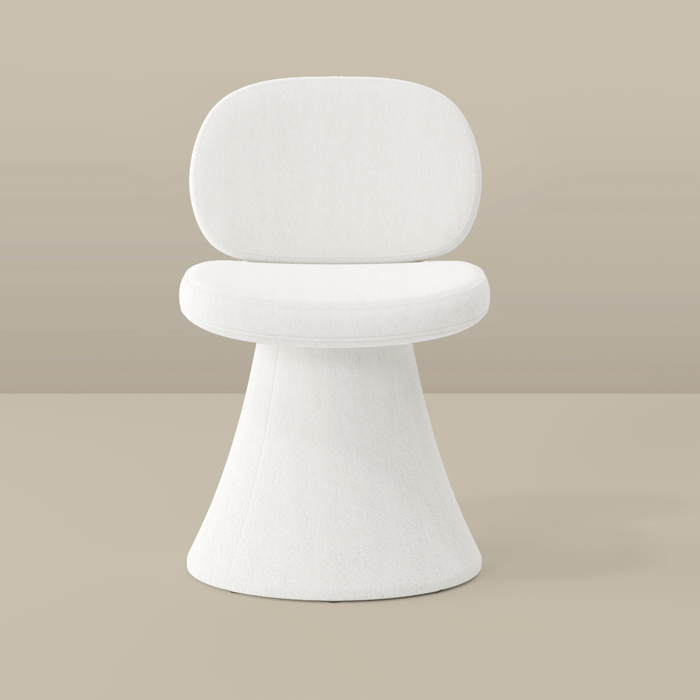 Warm White Performance Chenille Swivel Dining Chair, 1 Piece window image