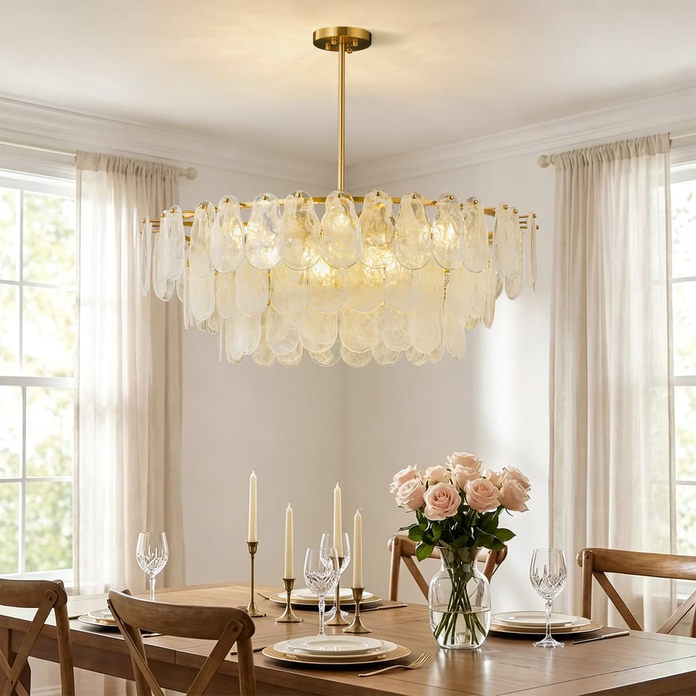 Cloude 39" 12-Light Glass Chandelier with Bulbs & Adjustable Height window image