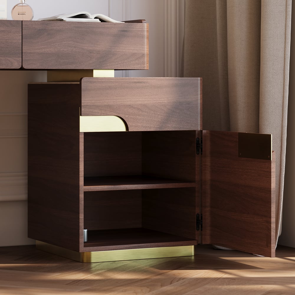 Horva Extendable Walnut Makeup Vanity Set (57"–73") window image