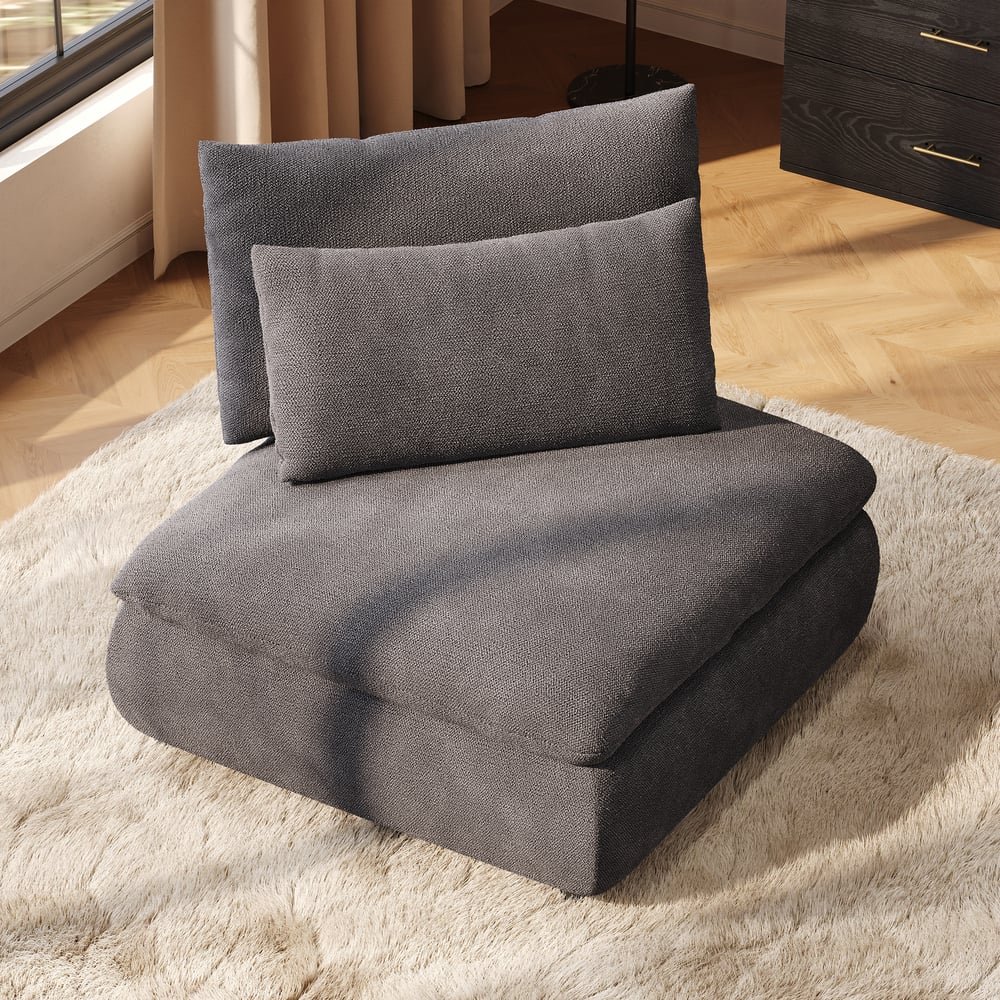 36" Chenille Slipper Accent Chair with Hidden Storage & Removable Backrest window image
