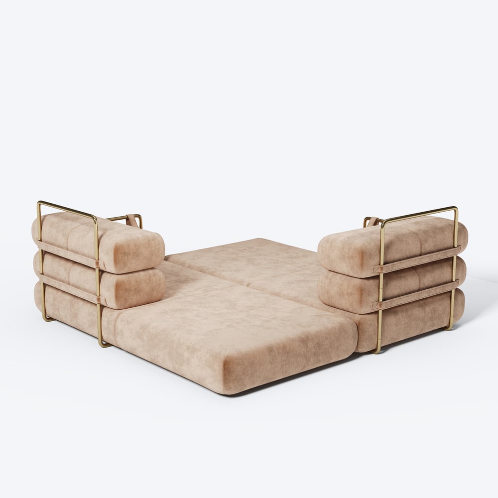 81" Queen 3-Seater Velvet 4 in 1 Futon Convertible Sleeper Sofa window image
